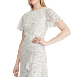 Lauren Ralph Lauren Polka Dot Lace Floral Dress Size 8